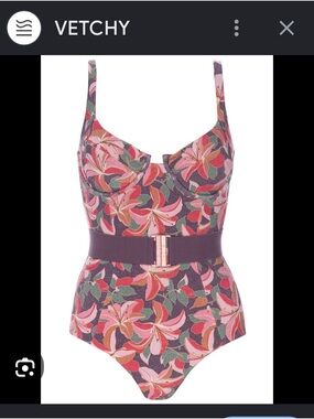 Vetchy Floral Belted One-Piece Swimsuit in Purple and Pink- sold out on website